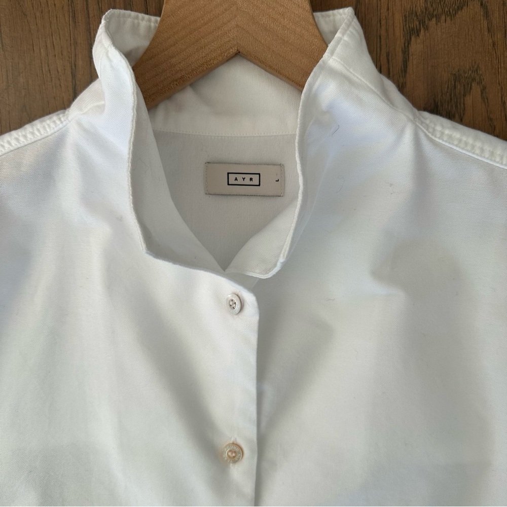 AYR The Tate Oxford Cloth Collared Long Sleeve Shirt in White Size Large - Picture 5 of 10
